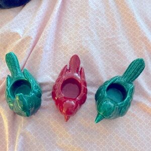 3 set of birds candle votives